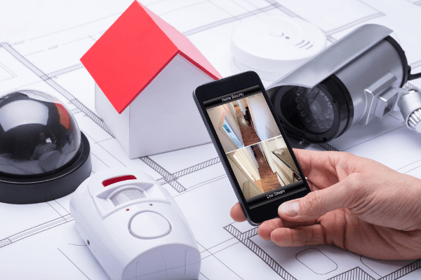 Home security equipment including cameras, alarm sensors and smartphone live view